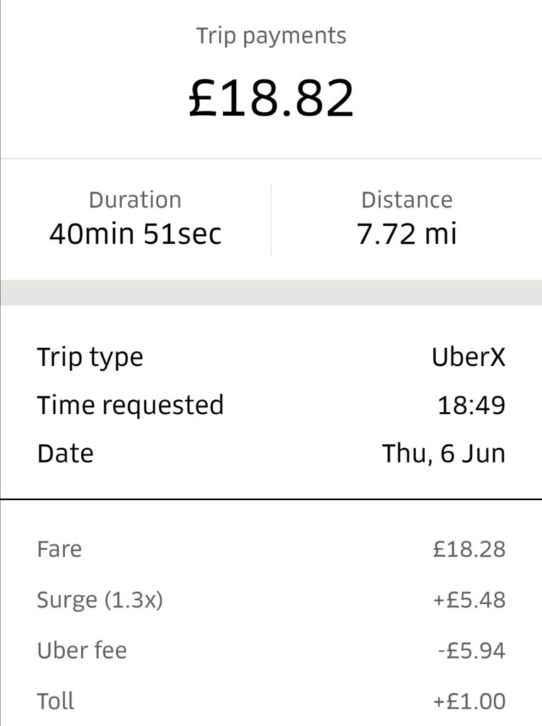 £1 Uber toll