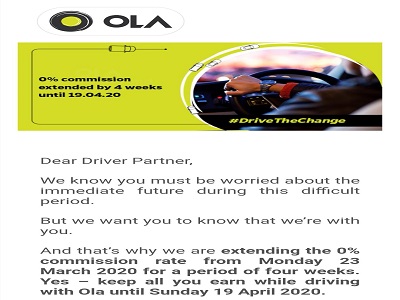 Ola Coronavirus help for drivers London