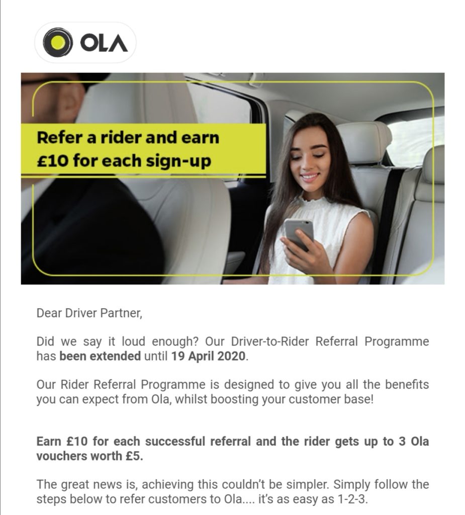 Ola advertisement during Covid-19 outbreak